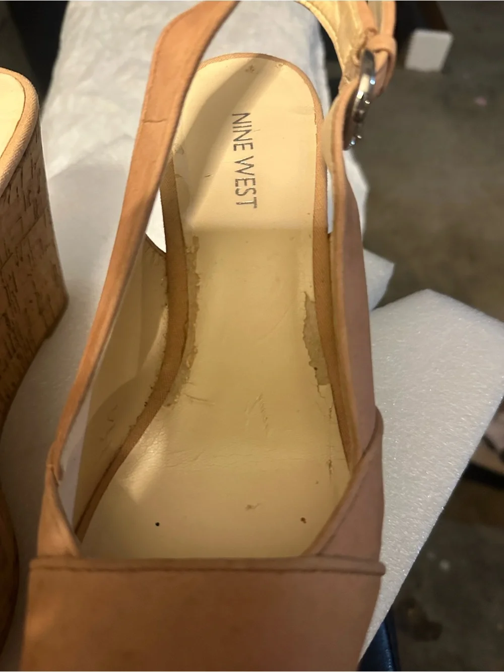 Nine West Tan Cork Wedge Slingback Sandals